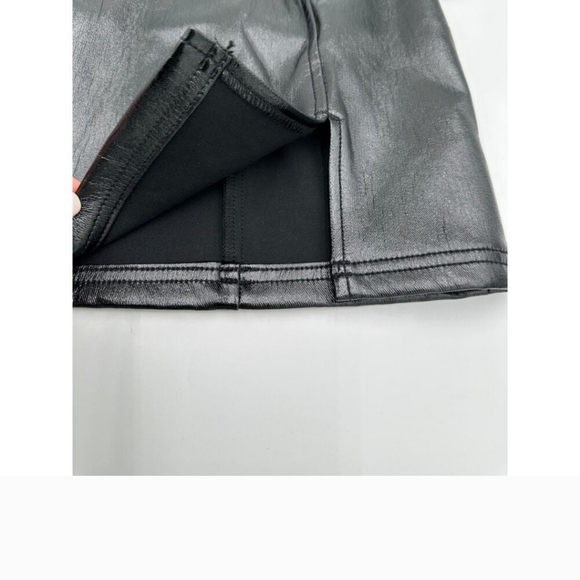 LAST CHANCE FREE PEOPLE Faux Leather Mini Slit Skirt - Picture 4 of 5